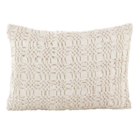 Saro Lifestyle SARO 0002.I1420B 14 x 20 in. Smocked Design Decorative Accent Cotton Down Filled Throw Pillow Ivory 0002.I1420B